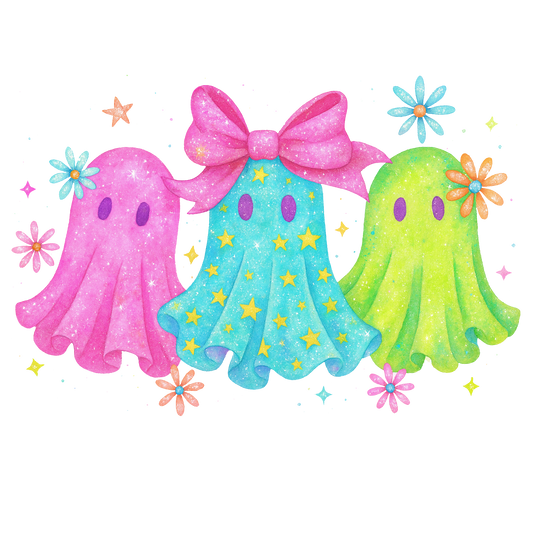 Pastel Ghost Trio Halloween Transfer