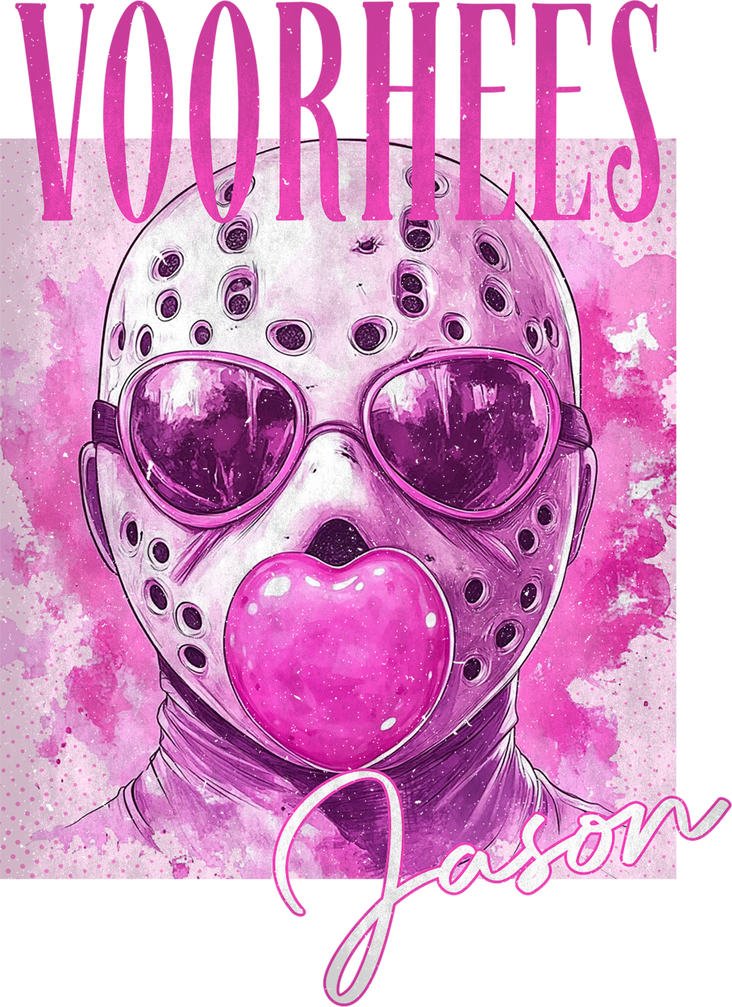 Pink Hockey Mask Horror Halloween Transfer