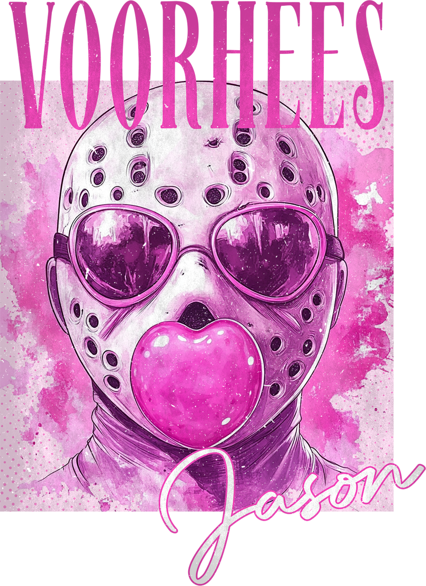 Pink Hockey Mask Horror Halloween Transfer