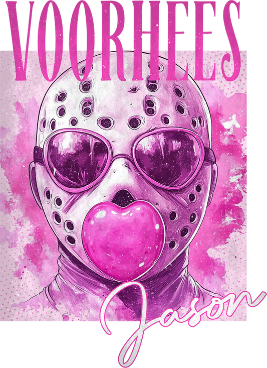 Pink Hockey Mask Horror Halloween Transfer