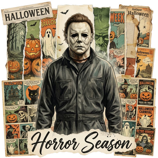 Horror Season Masked Slasher Collage Transfer ready-to-press DTF transfer