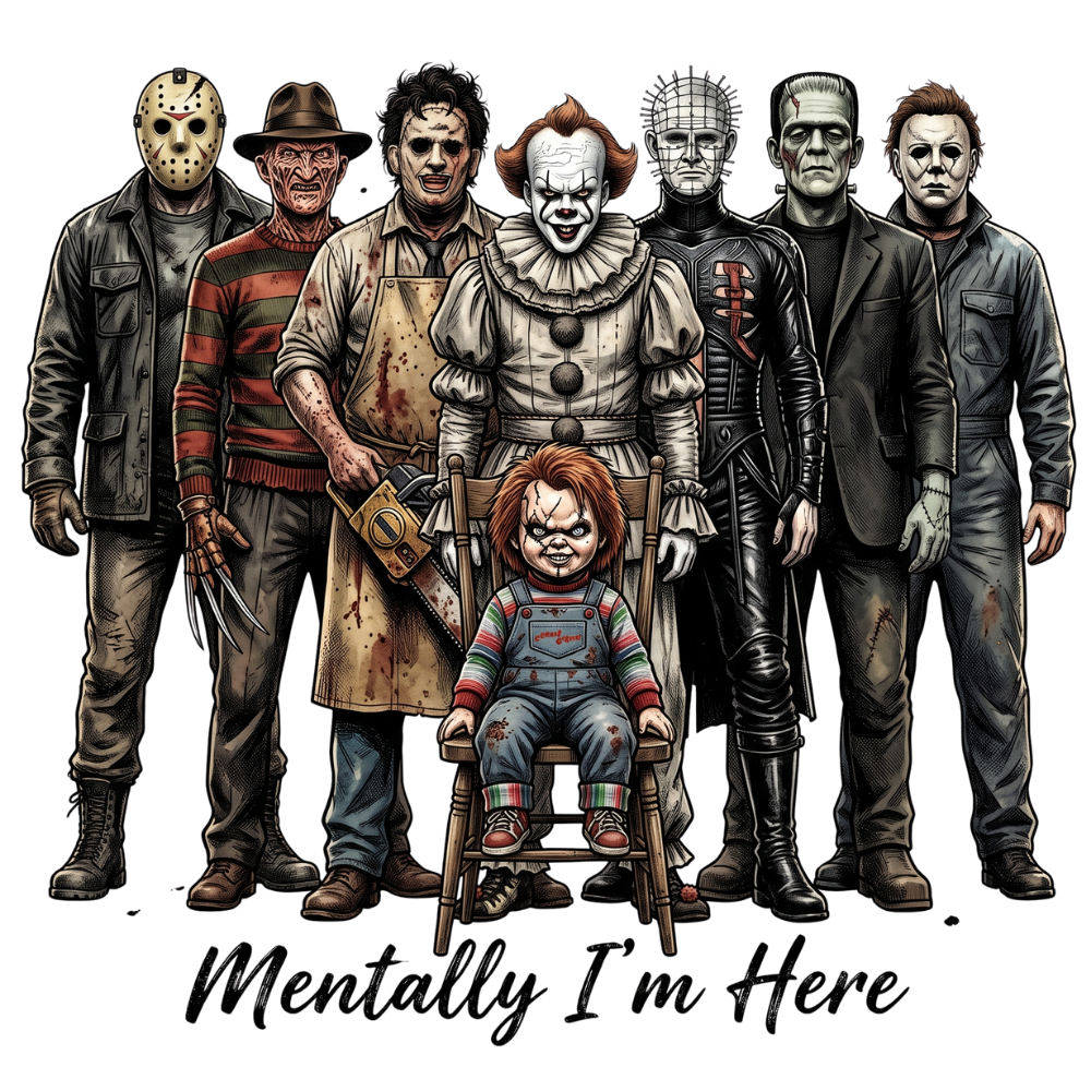 Mentally I'm There Horror Icons Transfer ready-to-press DTF transfer