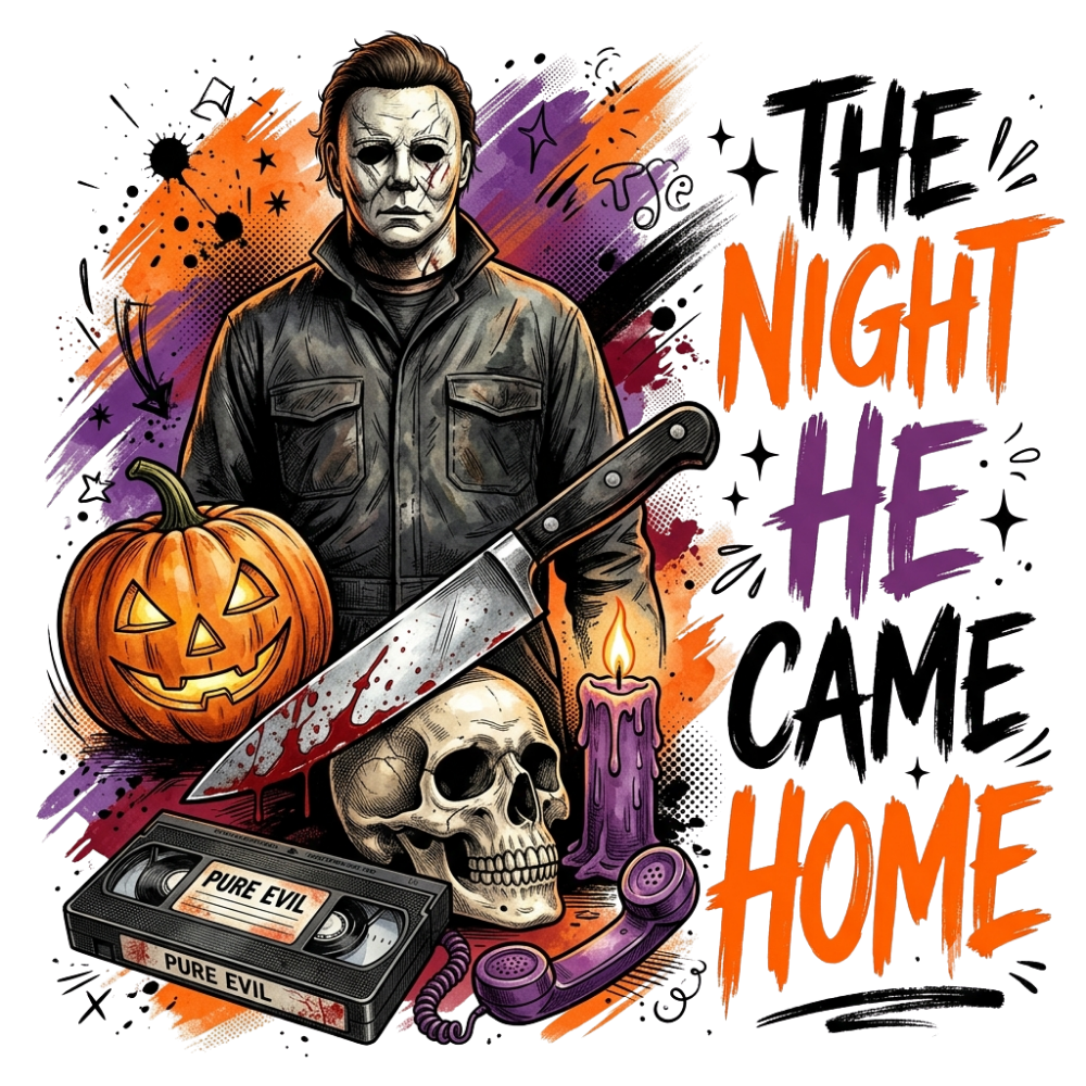 The Night He Came Home Halloween Horror Transfer ready-to-press DTF transfer
