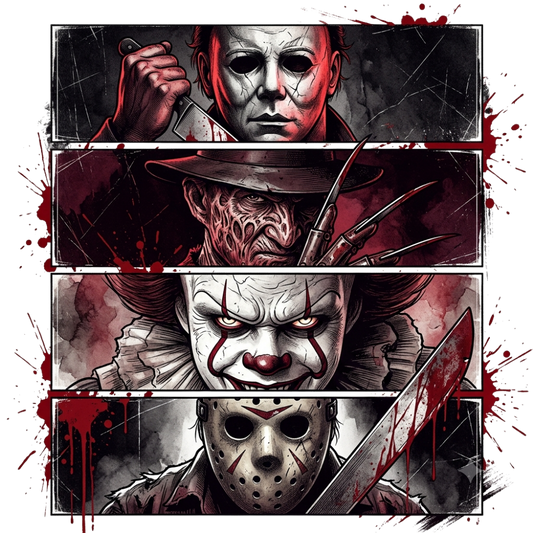 Horror Villains Panel Collage Transfer ready-to-press DTF transfer