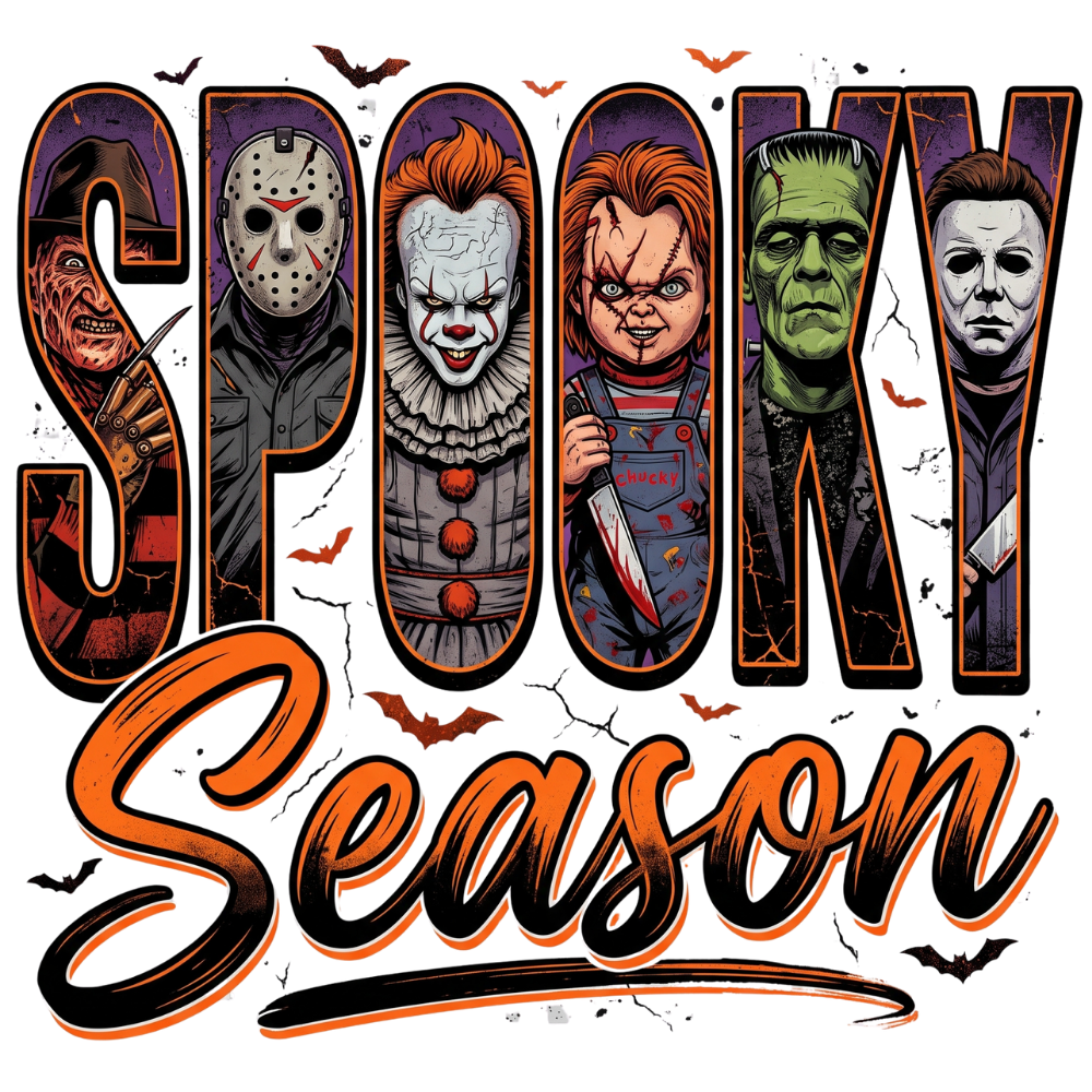 Spooky Season Horror Icons Transfer ready-to-press DTF transfer