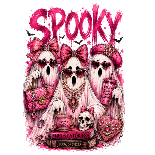 Pink Spooky Ghost Girls Transfer ready-to-press DTF transfer
