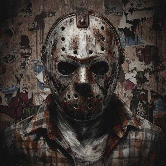 Weathered Hockey Mask Horror Portrait Transfer ready-to-press DTF transfer