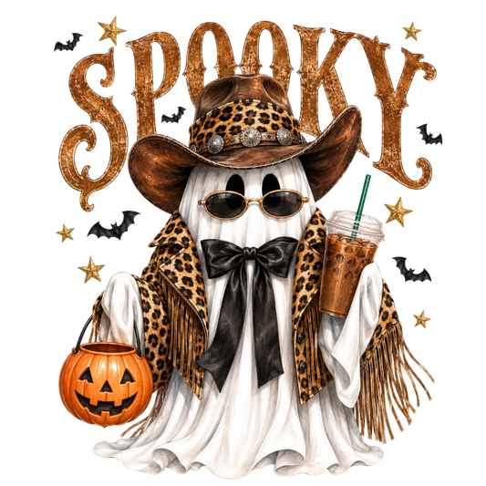 Spooky Cowgirl Ghost Halloween Transfer ready-to-press DTF transfer