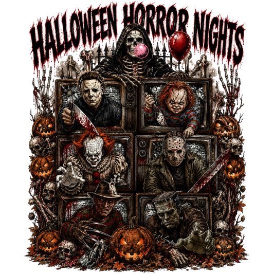 Halloween Horror Nights TV Collage Transfer ready-to-press DTF transfer