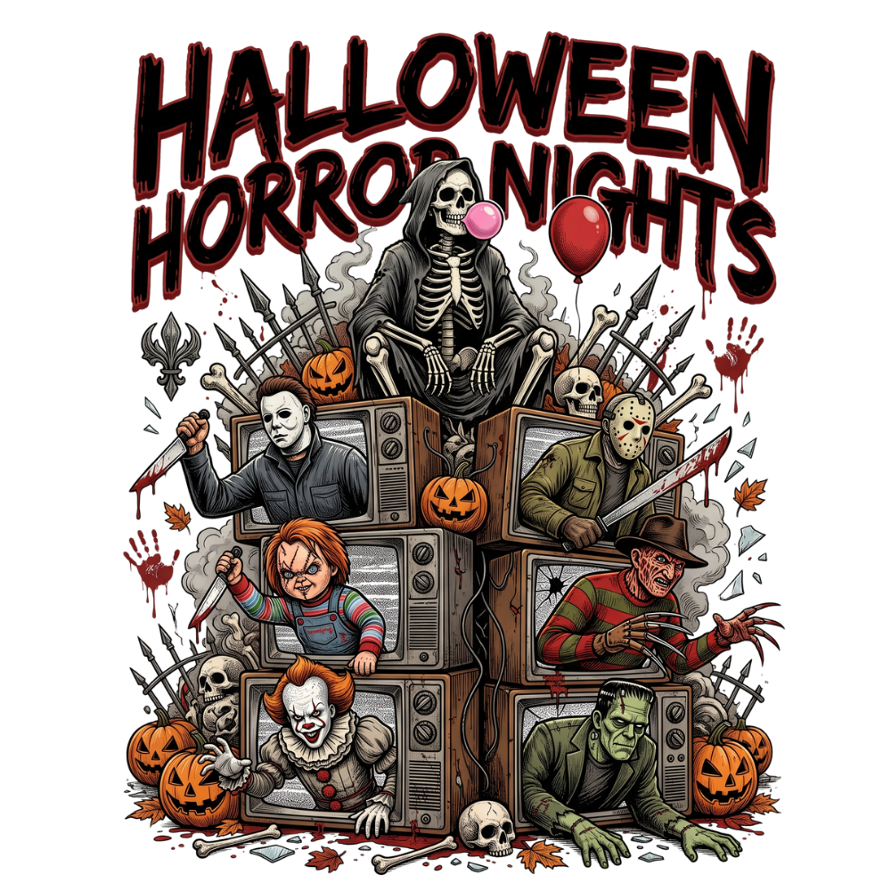 Halloween Horror Nights Character Collage Transfer ready-to-press DTF transfer