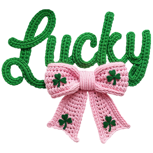 Lucky Pink Bow Clover